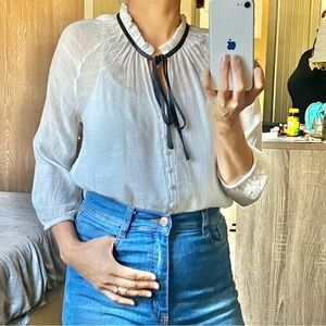 Mine sheer blouse with tie neck